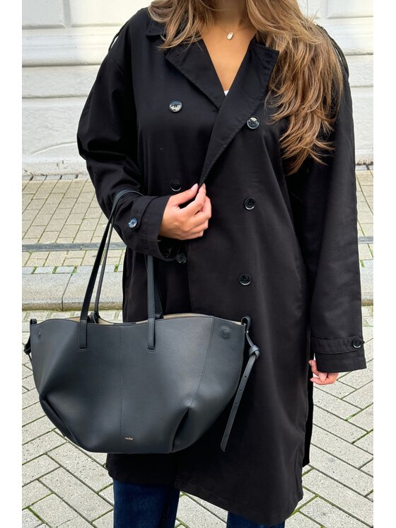 TeeShoppen TeeShoppen Płaszcz Trenchcoat linea Czarny Regular Fit