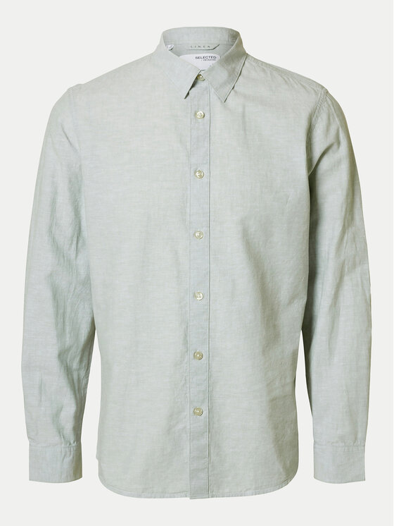 Selected Homme Selected Homme Koszula 16078867 Zielony Slim Fit
