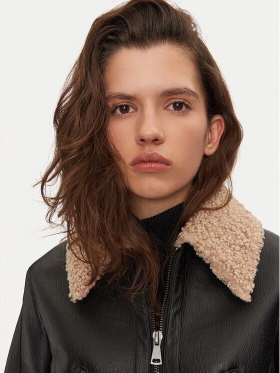 Sisley Sisley Куртка зі штучної шкіри 2YJVLN04W Чорний Regular Fit
