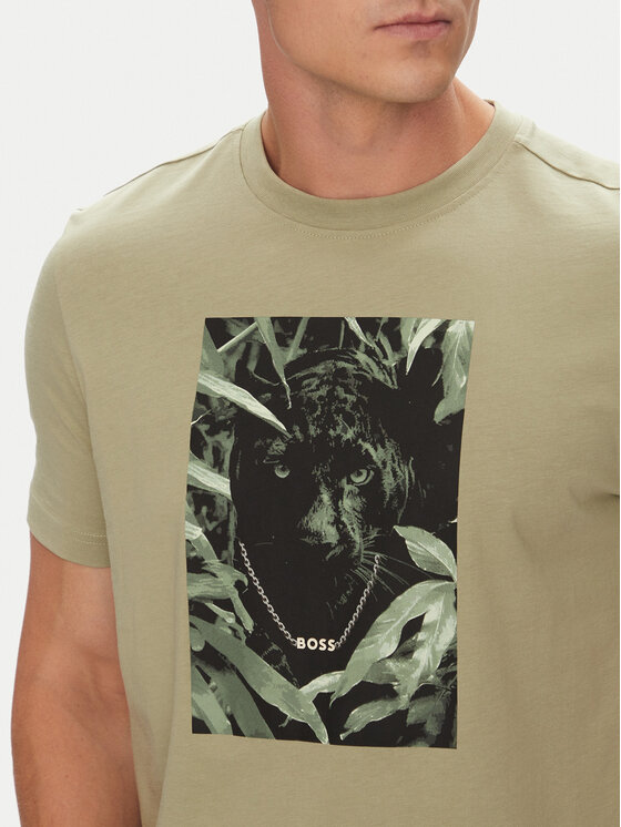 BOSS BOSS Tričko Te_Animali 50546362 Zelená Regular Fit