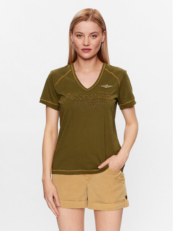 Aeronautica Militare Tričko 231TS2094DJ598 Zelená Regular Fit