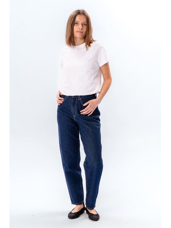 TeeShoppen TeeShoppen Jeansy Oryginalne dżinsy Mom Performance – ciemnoniebieski dżins Niebieski Boyfriend Fit
