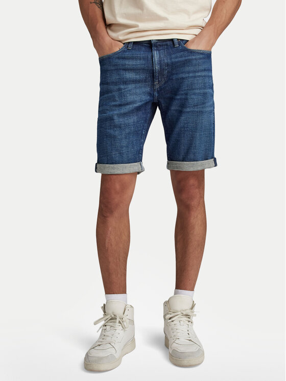 G-Star Raw Džínsové šortky 3301 D10481-D441-G318 Modrá Slim Fit