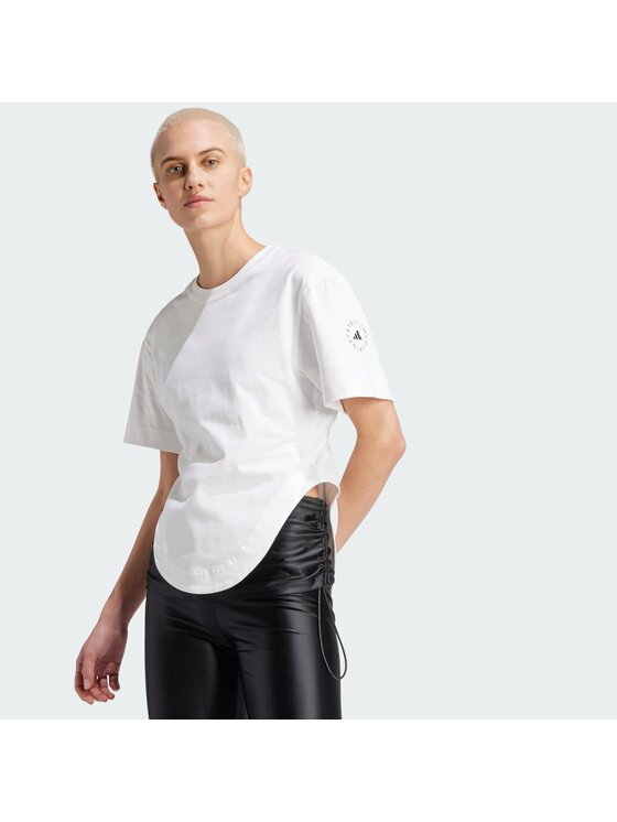 adidas by Stella McCartney adidas by Stella McCartney Koszulka techniczna Stella McCartney Sportswear Curved Hem Biały Regular Fit