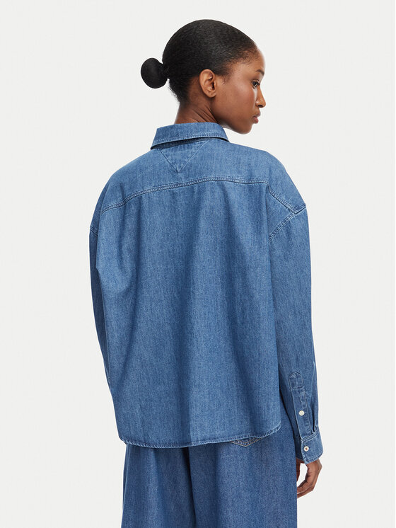 Tommy Hilfiger Tommy Hilfiger Τζιν πουκάμισο WW0WW50528 Μπλε Boxy Fit