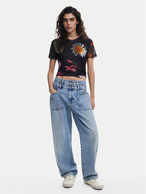 Desigual Desigual Póló Des Moines 25SWTK88 Fekete Regular Fit