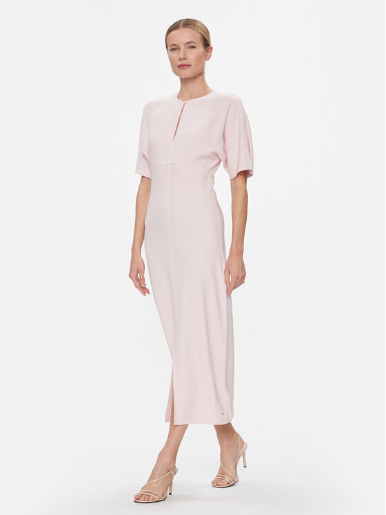 Tommy Hilfiger Tommy Hilfiger Rochie cocktail Shiny Interlock C-Nk Ss WW0WW40732 Roz Slim Fit