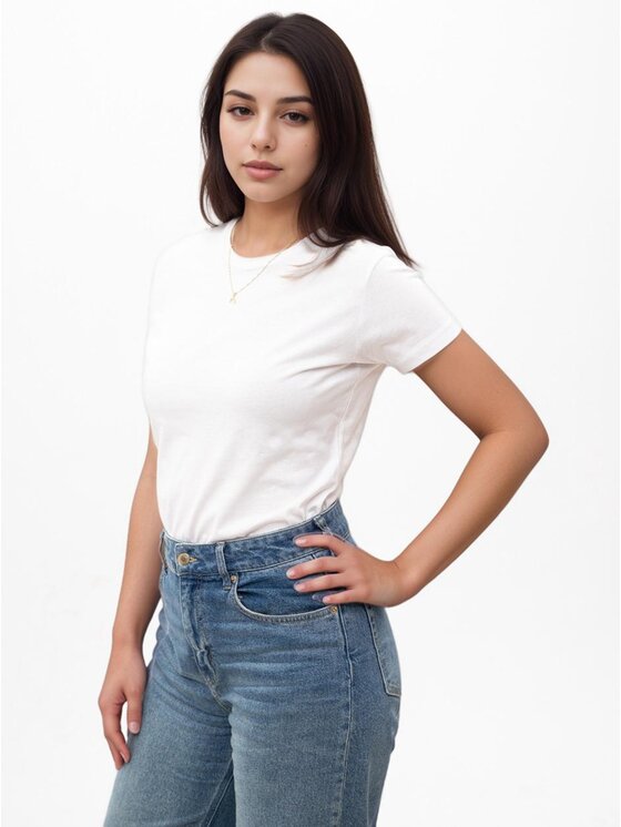 Urban City Urban City T-Shirt Koszulka Z krótkim Rękawem Damska Biała UrbanCity No Logo Basic XXL Biały Regular Fit