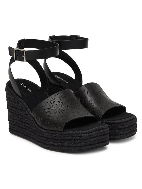 Calvin Klein Calvin Klein Espadryle Wedge Espad 70 Aop Lth HW0HW03138 Czarny