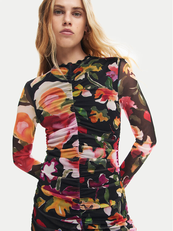 Desigual Desigual Vsakodnevna obleka Manila 24WWVK47 Črna Slim Fit