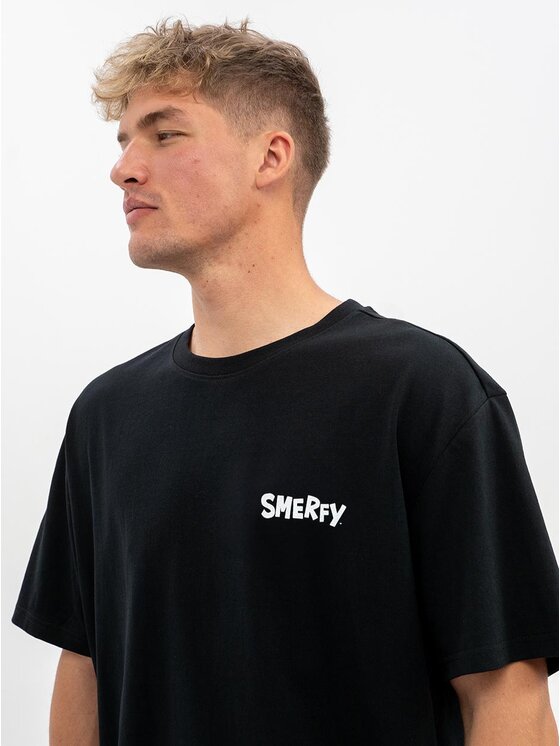 Smerfy Smerfy T-Shirt Koszulka Z Krótkim Rękawem Oversize Męska Czarna Smerfy Gargamel Episode XL Czarny Oversize