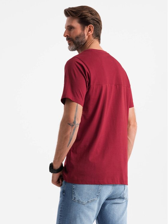Ombre Ombre T-Shirt OM-TSCT-0171 Czerwony Loose Fit