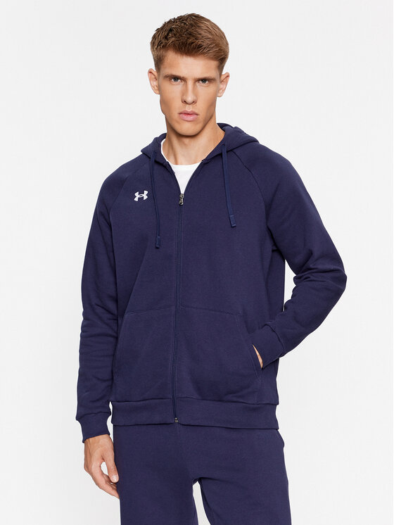 Under Armour Jopa Ua Rival Fleece Fz Hoodie 1379767 Mornarsko Modra Loose Fit