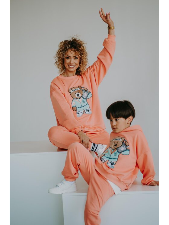 Bejbi Story Bejbi Story Bluza Bluza oversize Funky Teddy dla mamy i taty Pomarańczowy Oversize