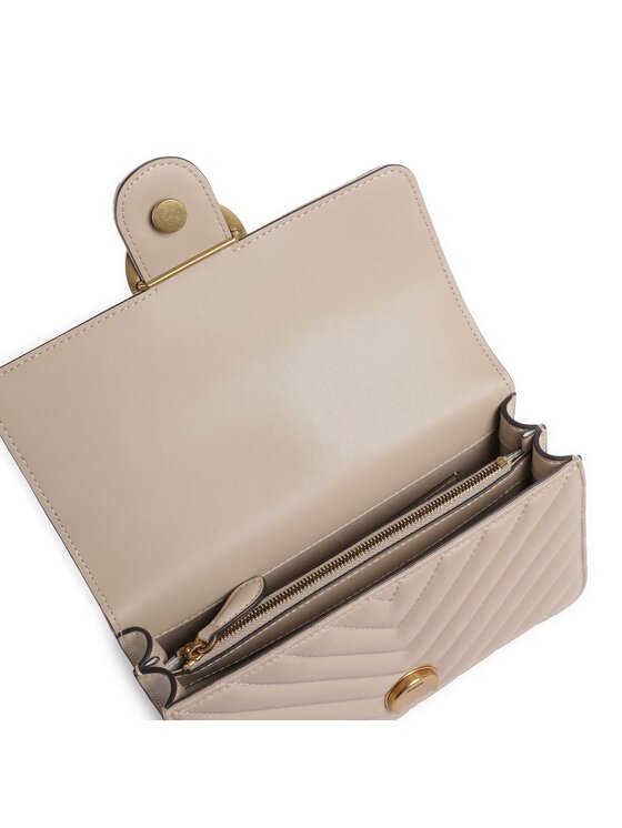 PINKO PINKO Borsetta Beige Calf Leather Bos Taurus Shoulder Bag Beige