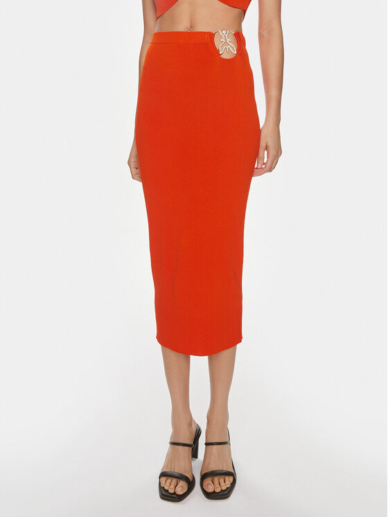 Patrizia Pepe Ravno Krilo 2G0974/K021-R825 Oranžna Slim Fit