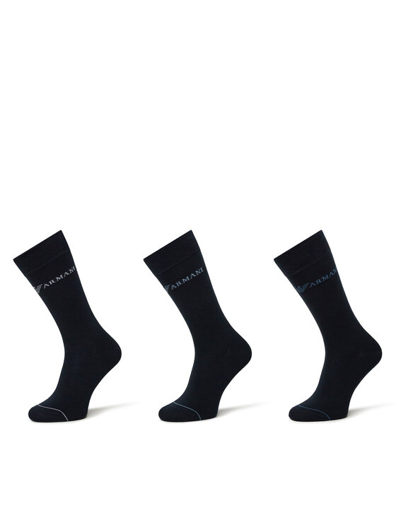 Set de 3 perechi de șosete lungi pentru bărbați Emporio Armani EM000554 AF12276 MB154 Bleumarin