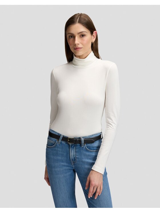 Lee Lee Sweter LS TURTLE NECK Biały Slim Fit