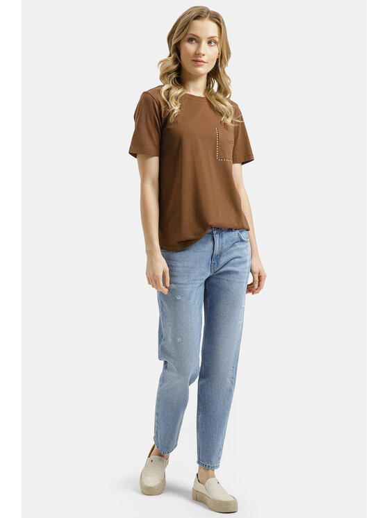 Cross Jeans Cross Jeans T-Shirt 56262-025 Brązowy