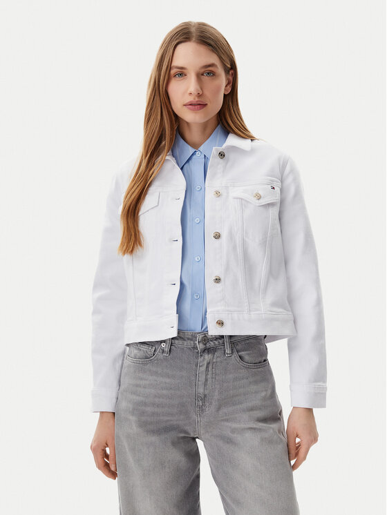 Tommy Hilfiger Tommy Hilfiger Jeansová bunda WW0WW44374 Bílá Regular Fit