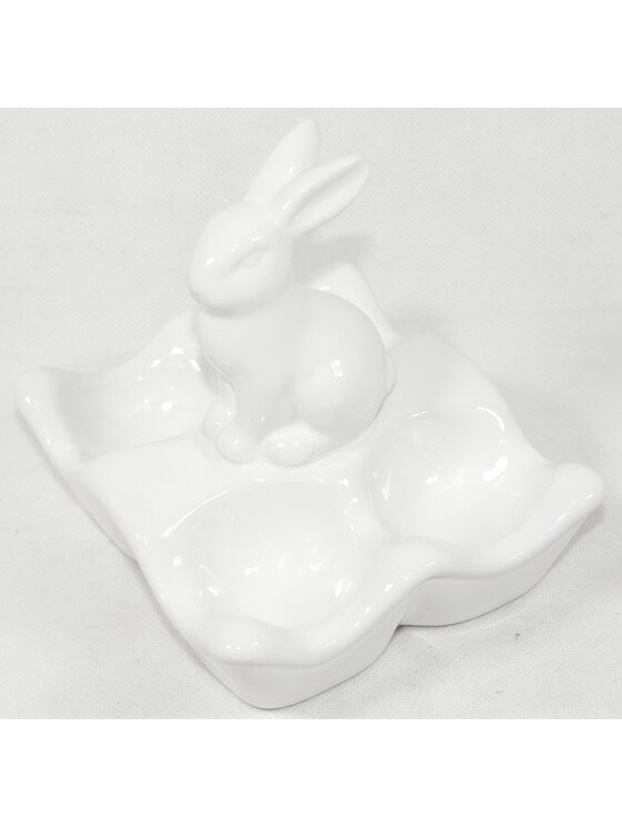 MIAhome MIAhome Miseczka na jajka z zajączkiem 13x14x12 cm Biały