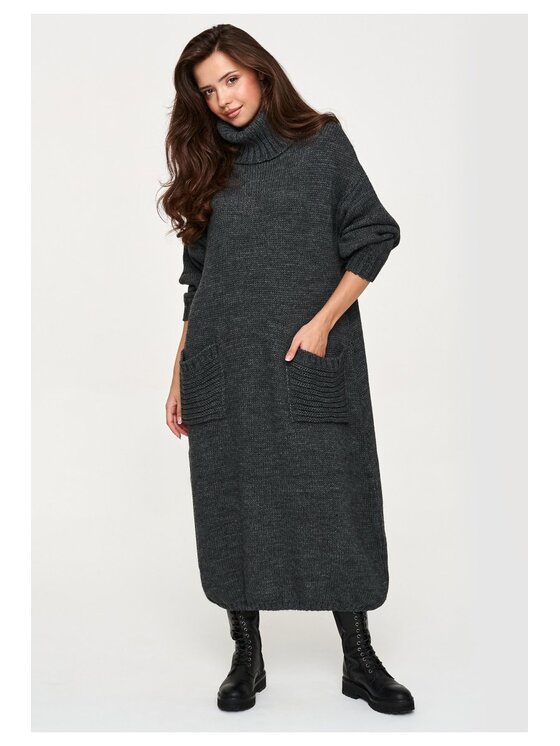 Makadamia Makadamia Sweter S178 Szary Loose Fit
