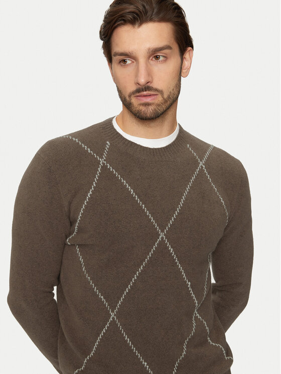 Sisley Sisley Kampsun 1QPST103W Pruun Regular Fit