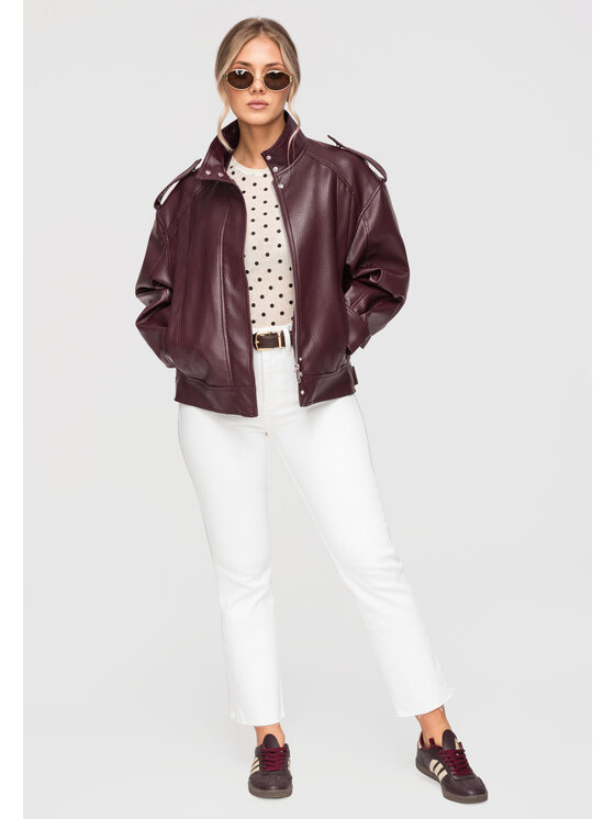 Ombre Ombre Kurtka przejściowa OW-JAFL-0104 Bordowy Oversize