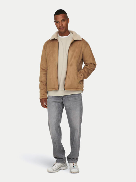 Only & Sons Only & Sons Geacă din imitație de piele 22026162 Bej Regular Fit
