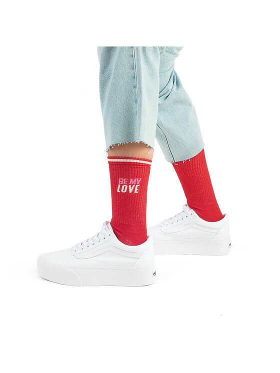 Zooksy Zooksy Skarpety wysokie unisex TRUE LOVE Czerwony