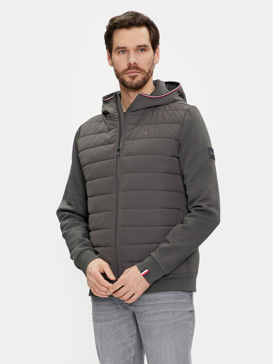 Tommy Hilfiger Bluză Mix Media MW0MW34211 Gri Regular Fit