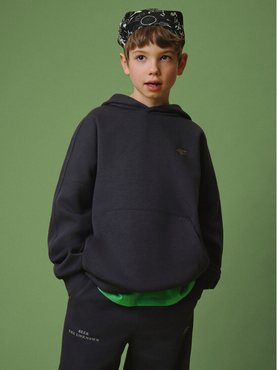 4F 4F Bluza ENJOY THE OUTDOORS Szary ciemny Loose Fit