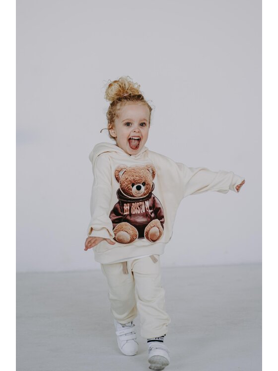Bejbi Story Bejbi Story Bluza Bluza oversize Biscuit Teddy z kapturem Écru Oversize