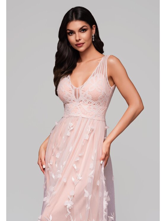 Ombre Ombre Sukienka wieczorowa LA-OM-DLR136 Różowy Regular Fit