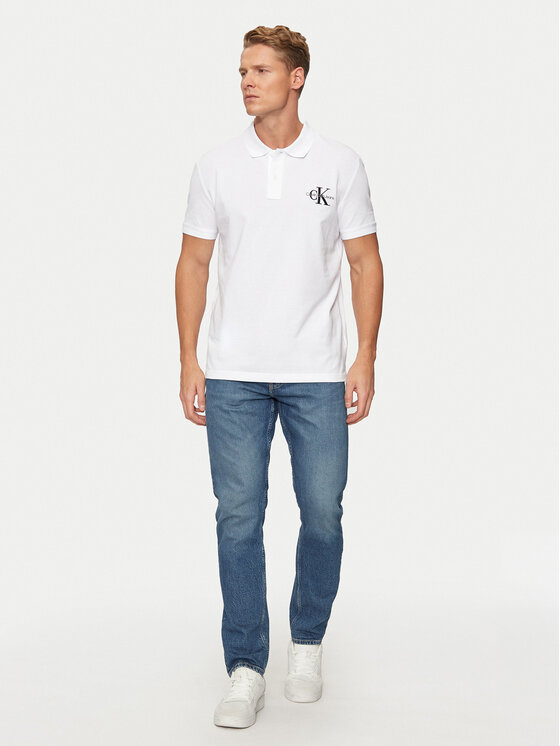 Calvin Klein Jeans Calvin Klein Jeans Polo Monologo J30J325664 Λευκό Regular Fit