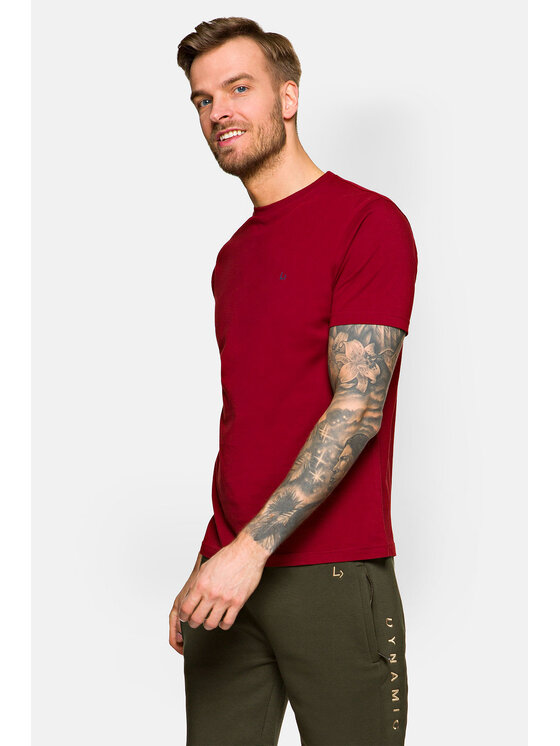 Lancerto Lancerto T-Shirt Mark TS124121000020 Bordowy Regular Fit