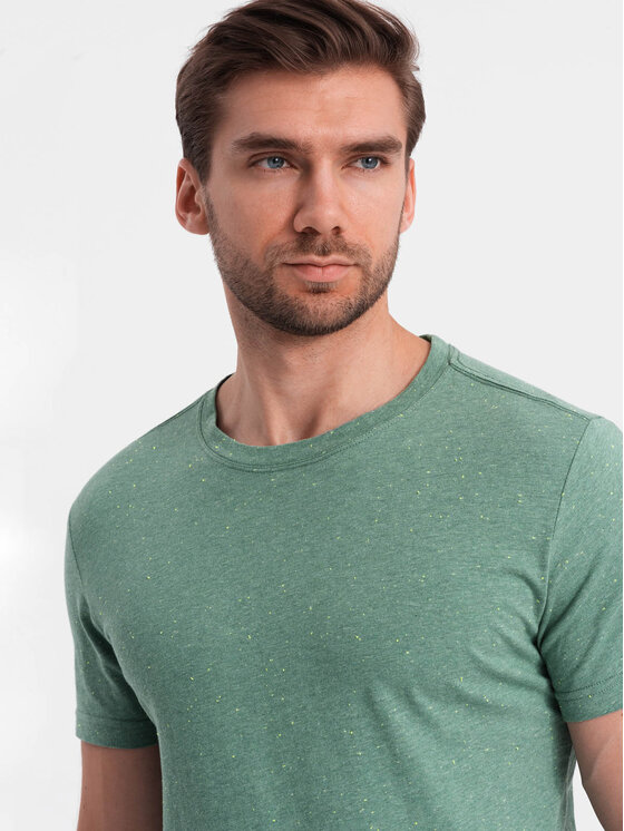 Ombre Ombre T-Shirt OM-TSCT-0178 Zielony Regular Fit