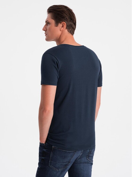 Ombre Ombre T-Shirt S2040 Granatowy Slim Fit