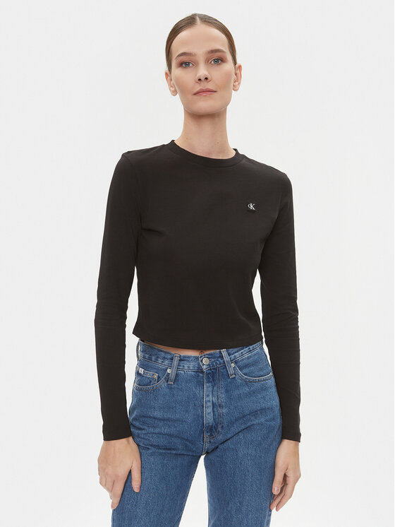 Calvin Klein Jeans Blúzka Embro Badge J20J222884 Čierna Regular Fit