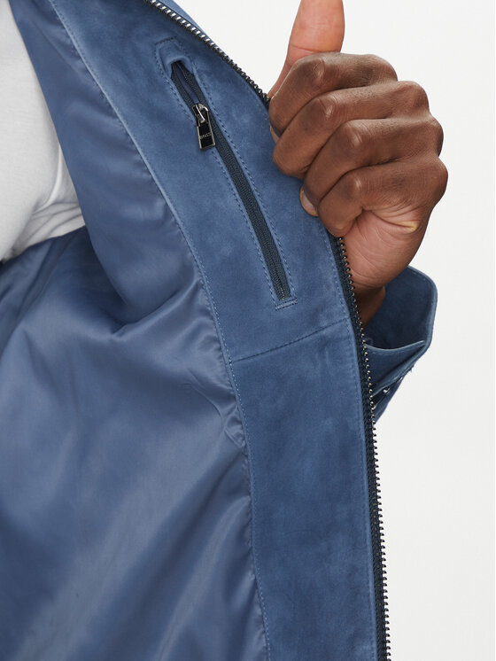 BOSS BOSS Geacă de piele H-Malbano5 50528014 Albastru Regular Fit