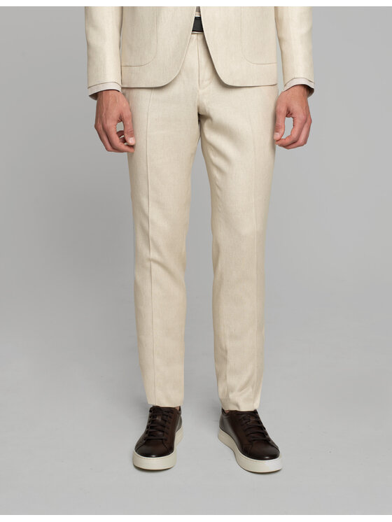 Borgio Borgio Spodnie garniturowe lodrino Beżowy Slim Fit