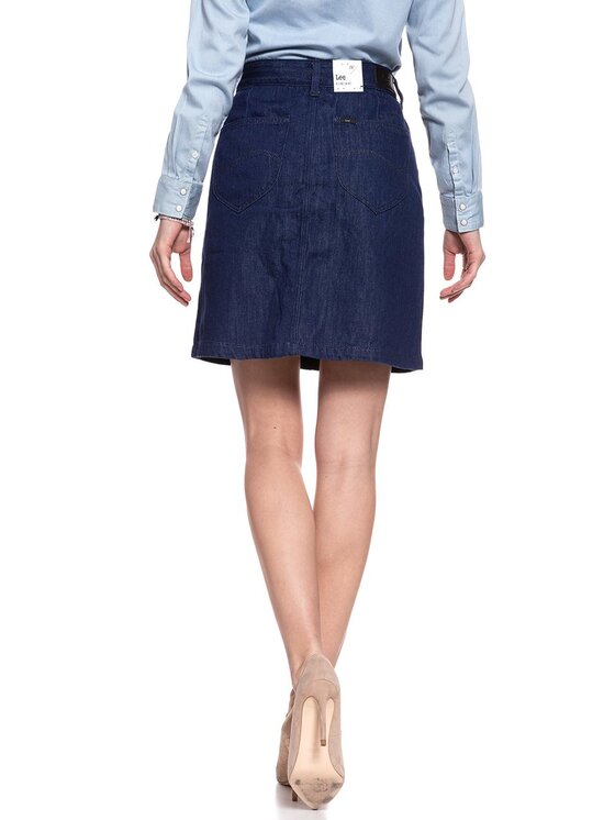 Lee Lee Spódnica mini A LINE SKIRT Niebieski Regular Fit
