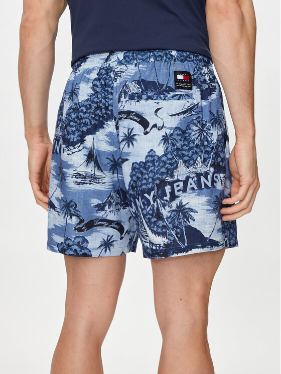 Tommy Jeans Tommy Jeans Medžiaginiai šortai Hawaiian DM0DM18807 Mėlyna Regular Fit