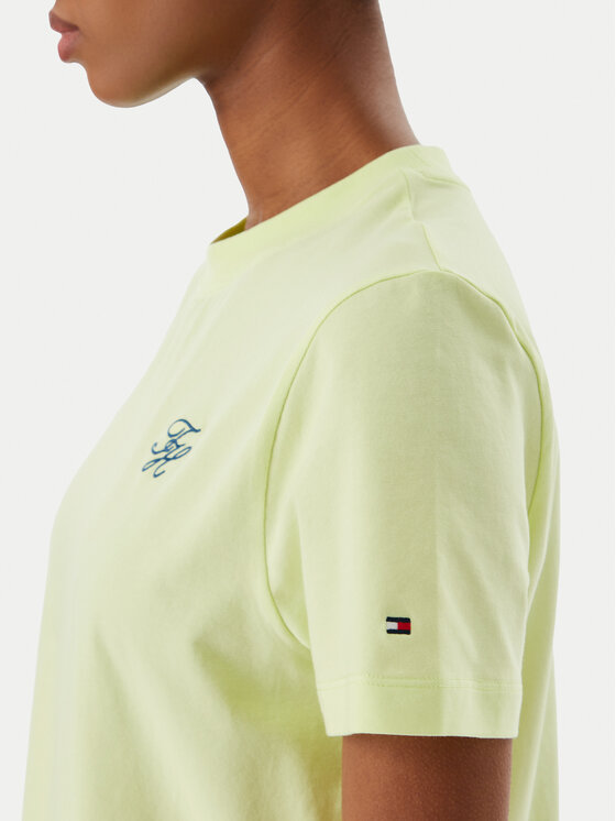 Tommy Hilfiger Tommy Hilfiger Tricou Logo Embroidery WW0WW48699 Galben deschis Regular Fit