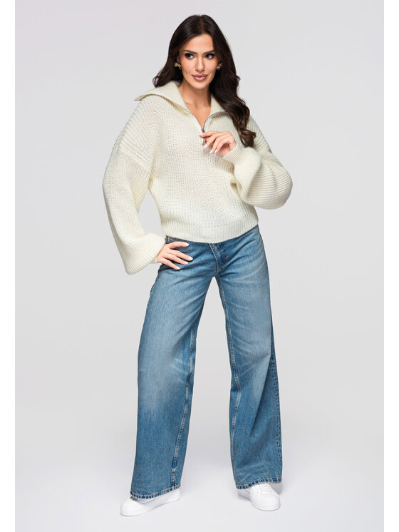 Ombre Ombre Sweter LW-SWSW-0118 Écru Regular Fit