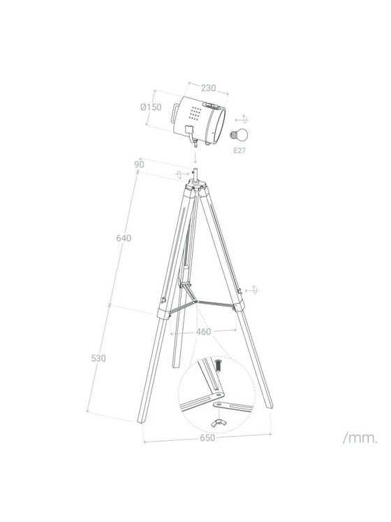 MIAhome MIAhome Lampa podłogowa na trójnogu z drewna i metalu Boes Brązowy