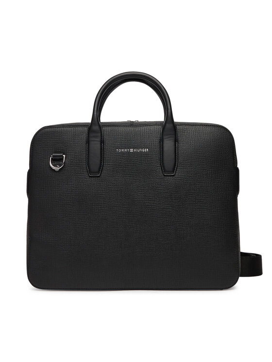 Tommy Hilfiger Tommy Hilfiger Geantă pentru laptop Th Business Leather Computer Bag AM0AM13642 Negru