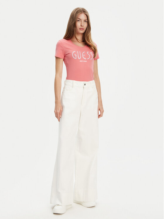 Guess Guess T-Shirt W5YI05 J1314 Różowy Regular Fit