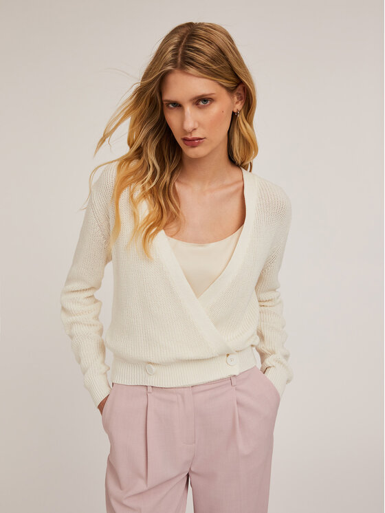 Motivi Motivi Cardigan M217W003272N011 Bianco Regular Fit