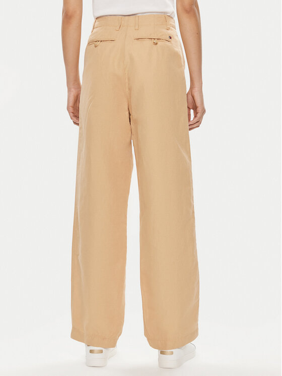Tommy Hilfiger Tommy Hilfiger Kalhoty z materiálu WW0WW41355 Béžová Relaxed Fit
